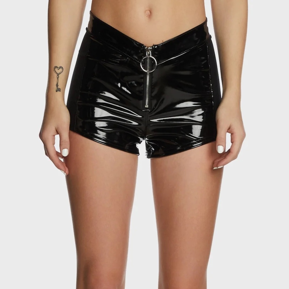 Black vinyl Shorts